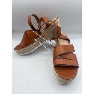 American Eagle Outfitters Brown Espadrille Platform Wedge Sandals Size 10